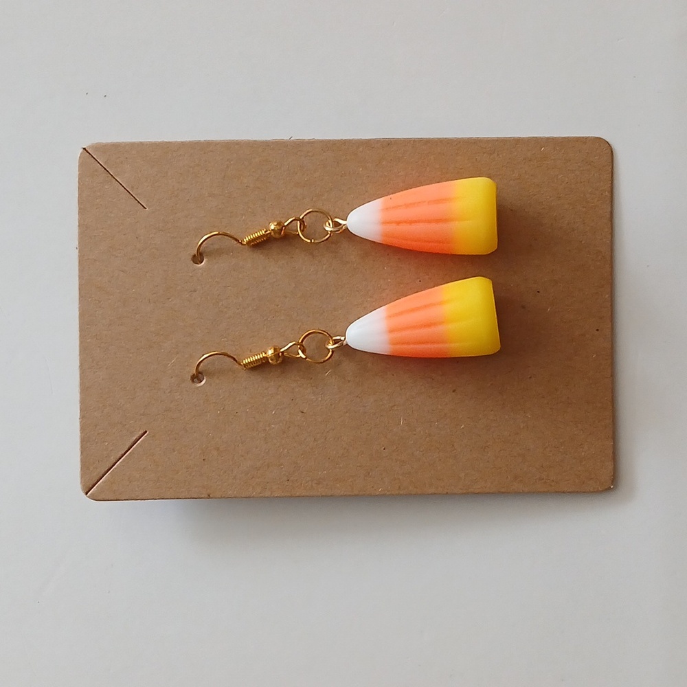 Fashion Jewelry Gold and Orange Candy Corn Earrings